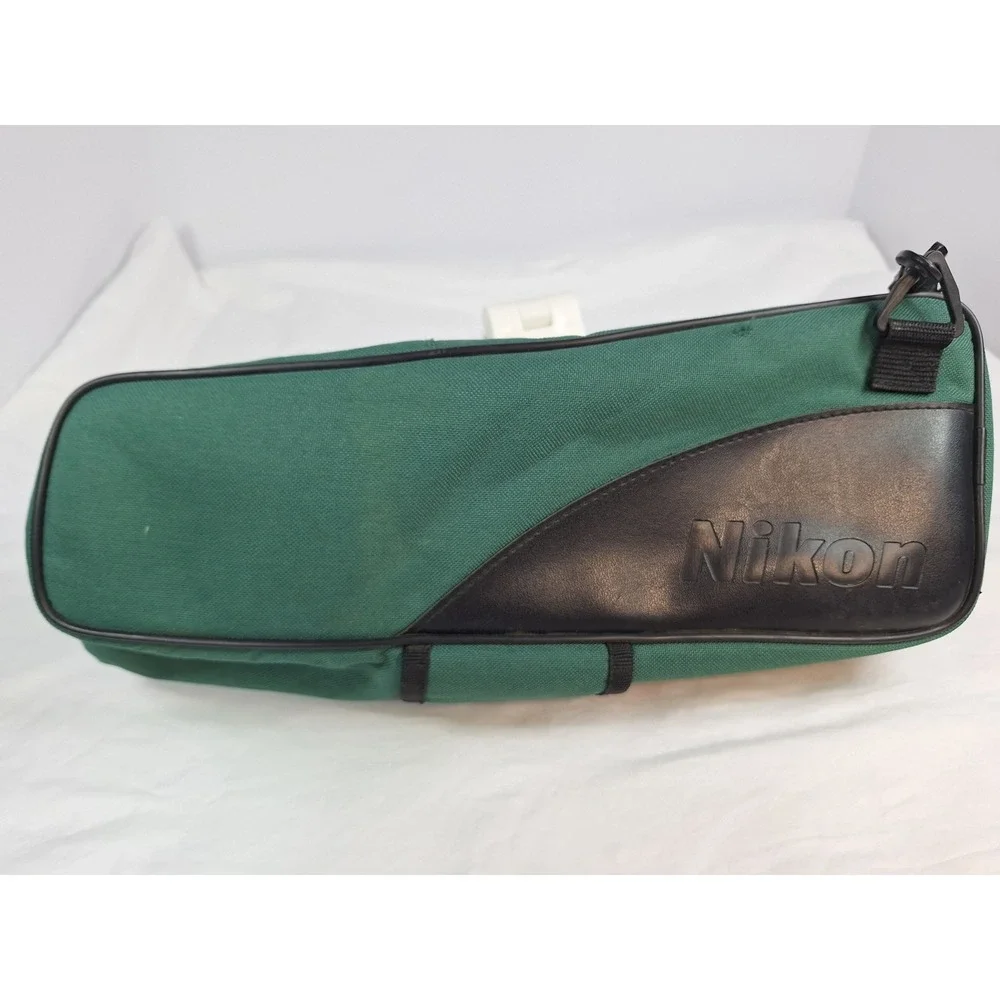 Nikon Camera lens Bag Green Canvas Black Trim Shoulder Strap Vintage‎ Case